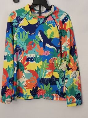 Boden Kids Ocean Life Rashguard Swim Top Size 8-9Y